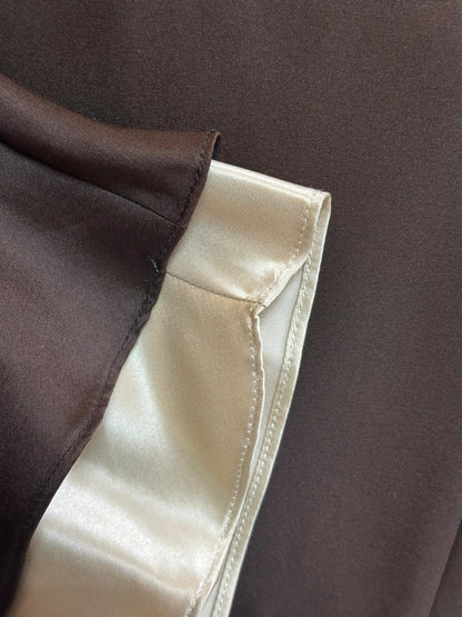 ANN TAYLOR - Women's Brown Dress with Cream Trim - Size 8 100% Silk Shell (USED)
