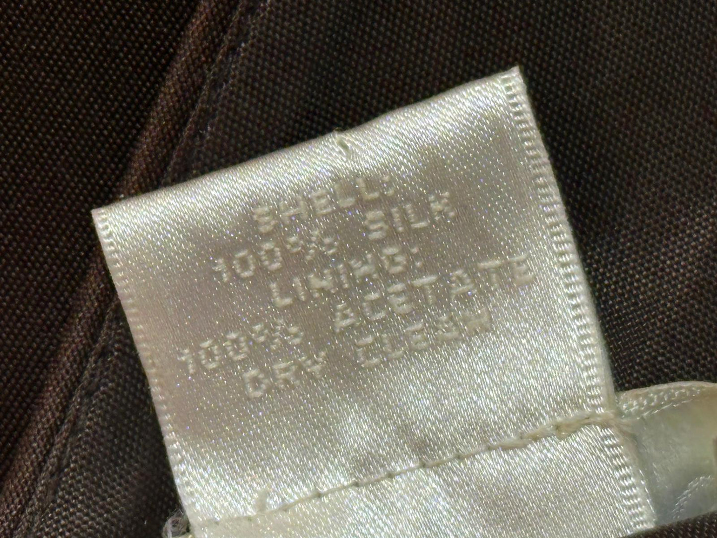 ANN TAYLOR - Women's Brown Dress with Cream Trim - Size 8 100% Silk Shell