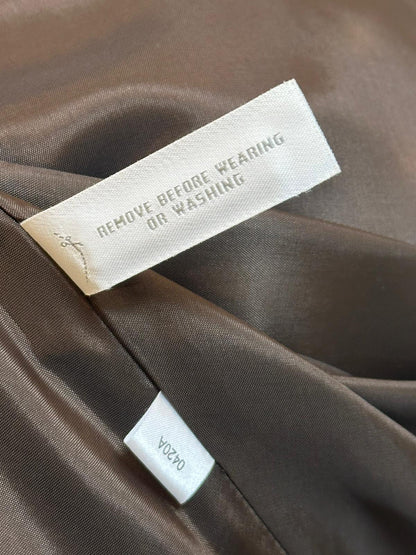 ANN TAYLOR - Women's Brown Dress with Cream Trim - Size 8 100% Silk Shell (USED)