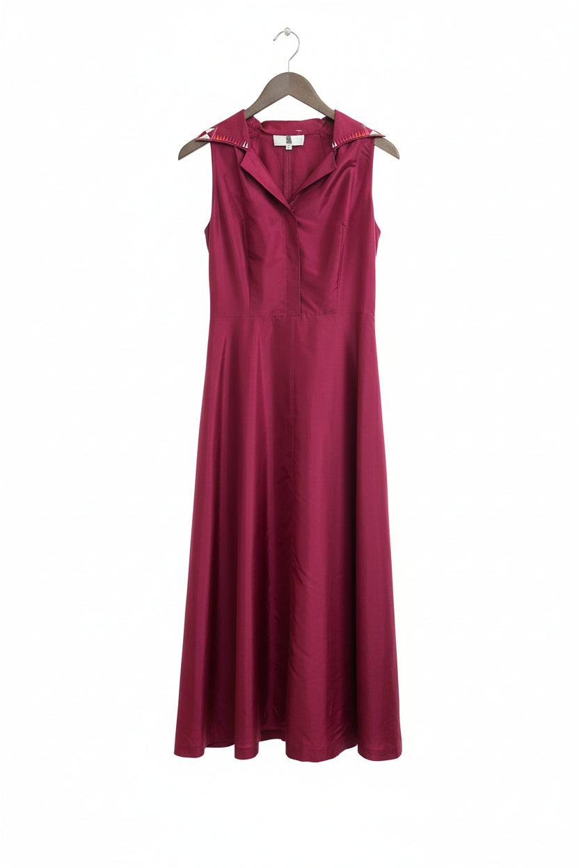 IRENE VAN RYB Women's Dark Pink Dress w/ Detachable Shawl - EU 40/UK 12 100% SILK