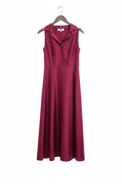 IRENE VAN RYB Women's Dark Pink Dress w/ Detachable Shawl - EU 40/UK 12 100% SILK (USED)