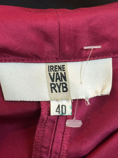 IRENE VAN RYB Women's Dark Pink Dress w/ Detachable Shawl - EU 40/UK 12 100% SILK (USED)