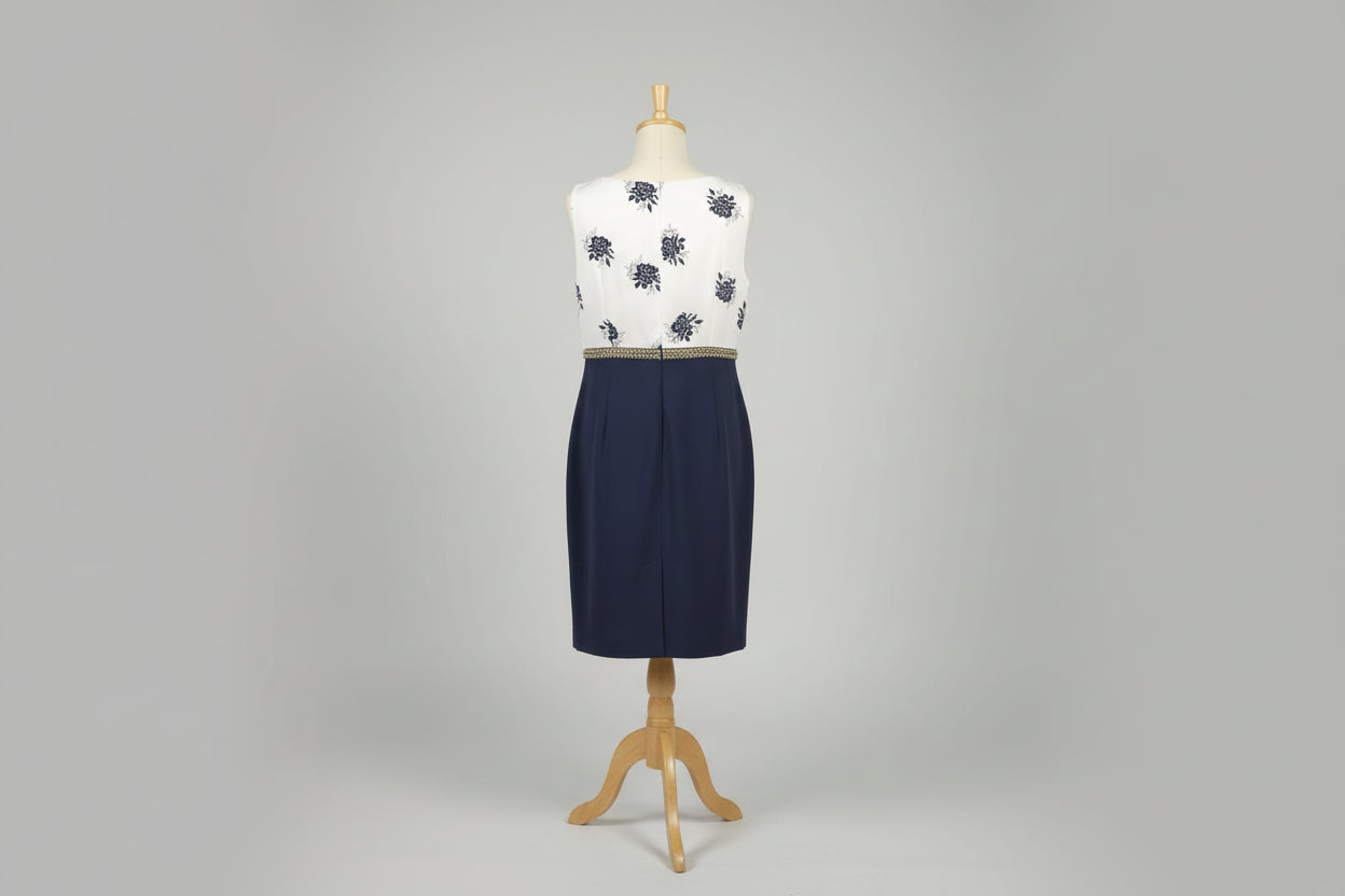 NEW Jacques Vert White Navy Dress (RRP: £149)