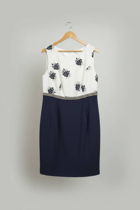NEW Jacques Vert White Navy Dress (RRP: £149)