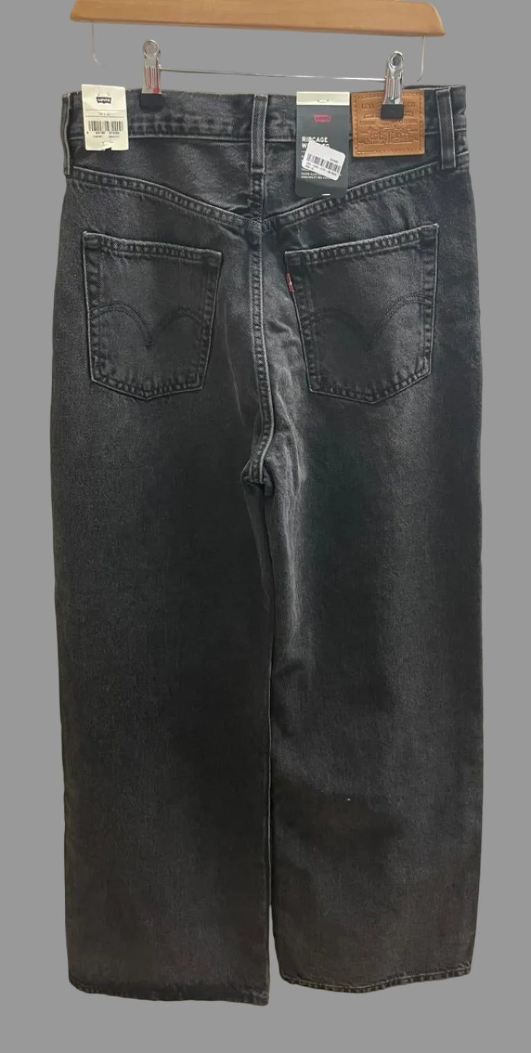 Levi's Women's Ribcage Jeans Wide Leg High Rise NWT Size 30Wx32L Black