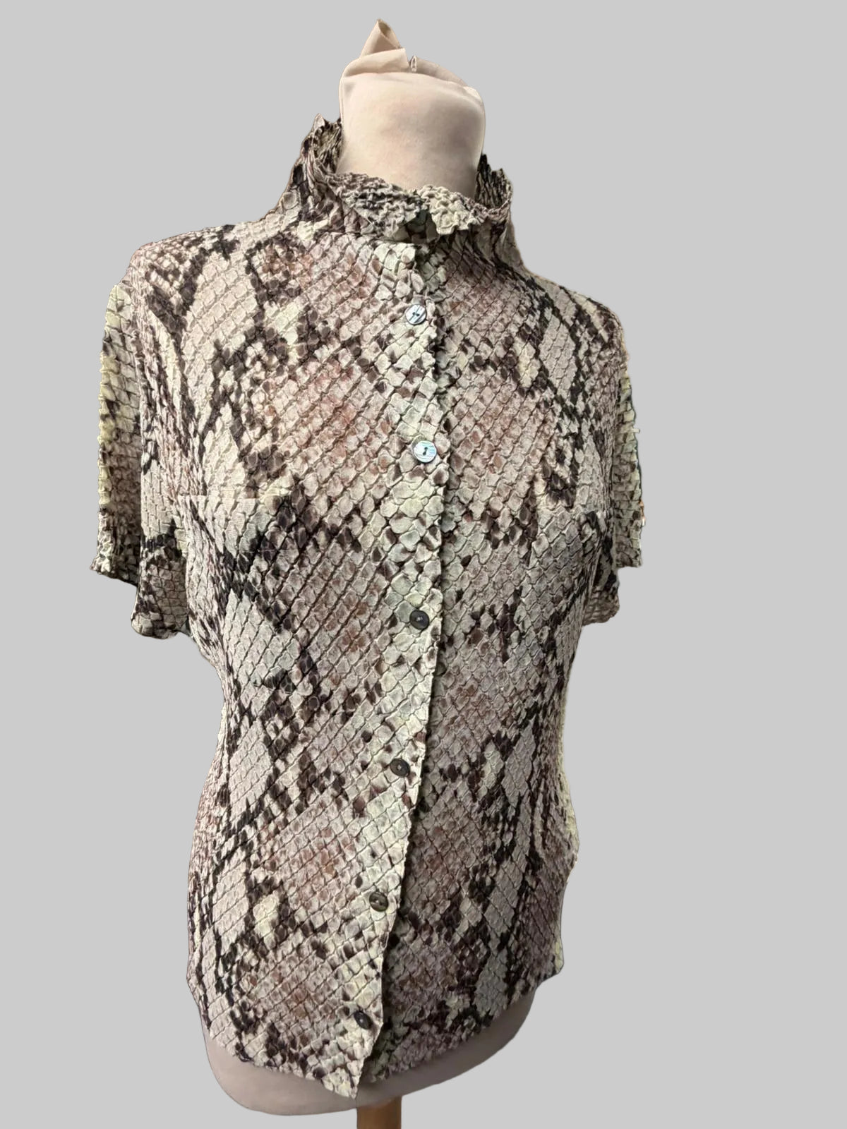 VINTAGE YOSHIKI HISHINUMA Shibori Pleated Snake Print Shirt - Avant-Garde - 100% Charity