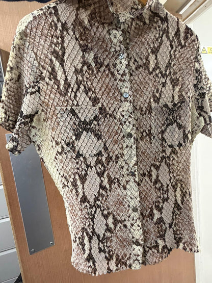 VINTAGE YOSHIKI HISHINUMA Shibori Pleated Snake Print Shirt - Avant-Garde - 100% Charity