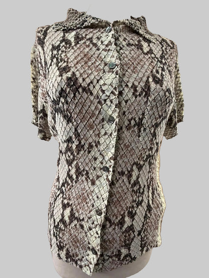 VINTAGE YOSHIKI HISHINUMA Shibori Pleated Snake Print Shirt - Avant-Garde - 100% Charity