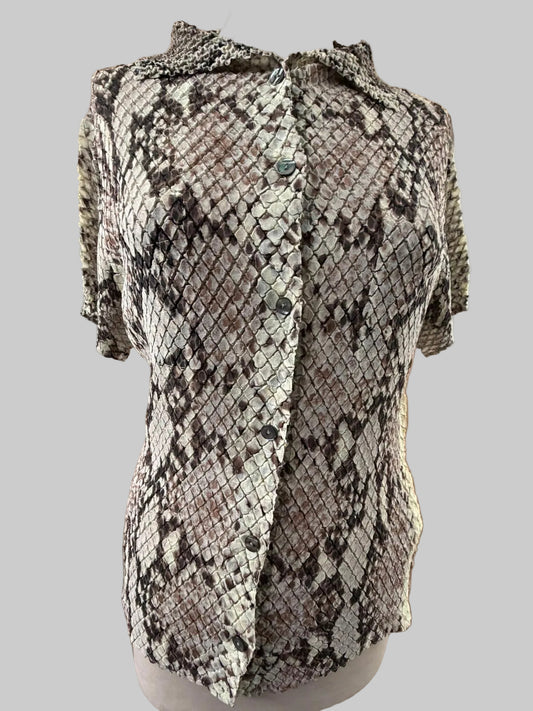VINTAGE YOSHIKI HISHINUMA Shibori Pleated Snake Print Shirt - Avant-Garde - 100% Charity