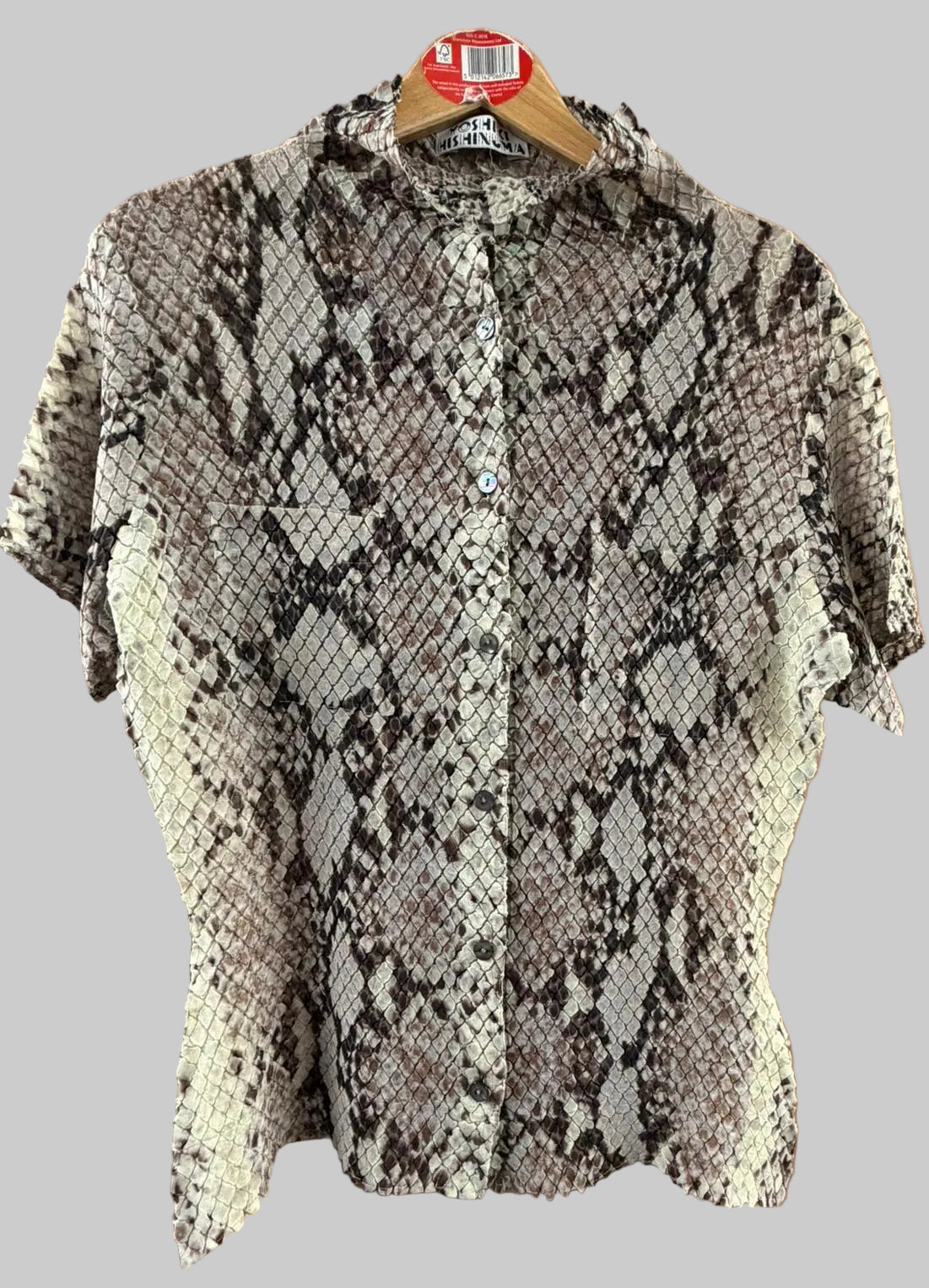 VINTAGE YOSHIKI HISHINUMA Shibori Pleated Snake Print Shirt - Avant-Garde - 100% Charity