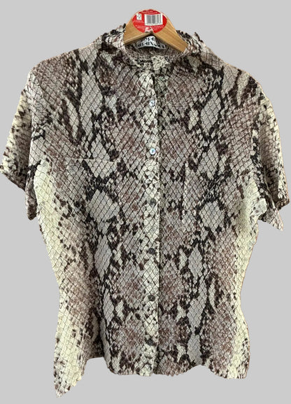 VINTAGE YOSHIKI HISHINUMA Shibori Pleated Snake Print Shirt - Avant-Garde - 100% Charity