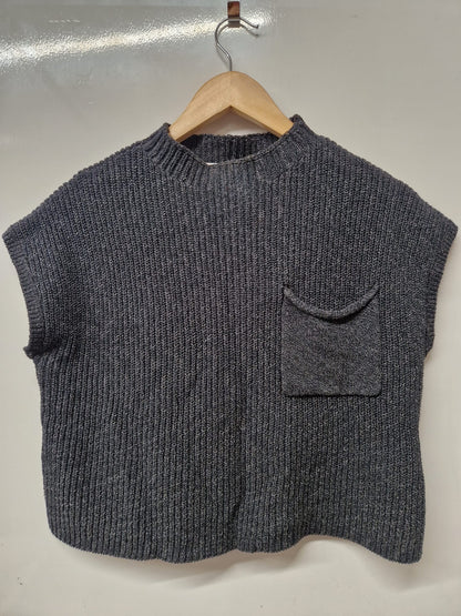 FP Beach (XS) Grey / Black Knitted Jumper UK 6 8 EU 34 36 100% Cotton - USED
