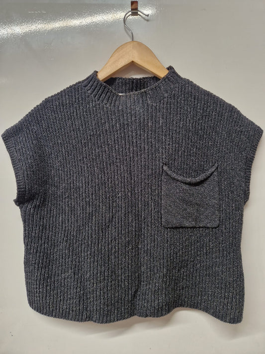 FP Beach (XS) Grey / Black Knitted Jumper UK 6 8 EU 34 36 100% Cotton - USED