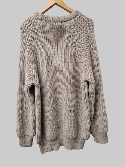 BNWT Aran Crafts Knit Jumper (XL) Beige Fisherman's Rib Crew Sweater - NEW