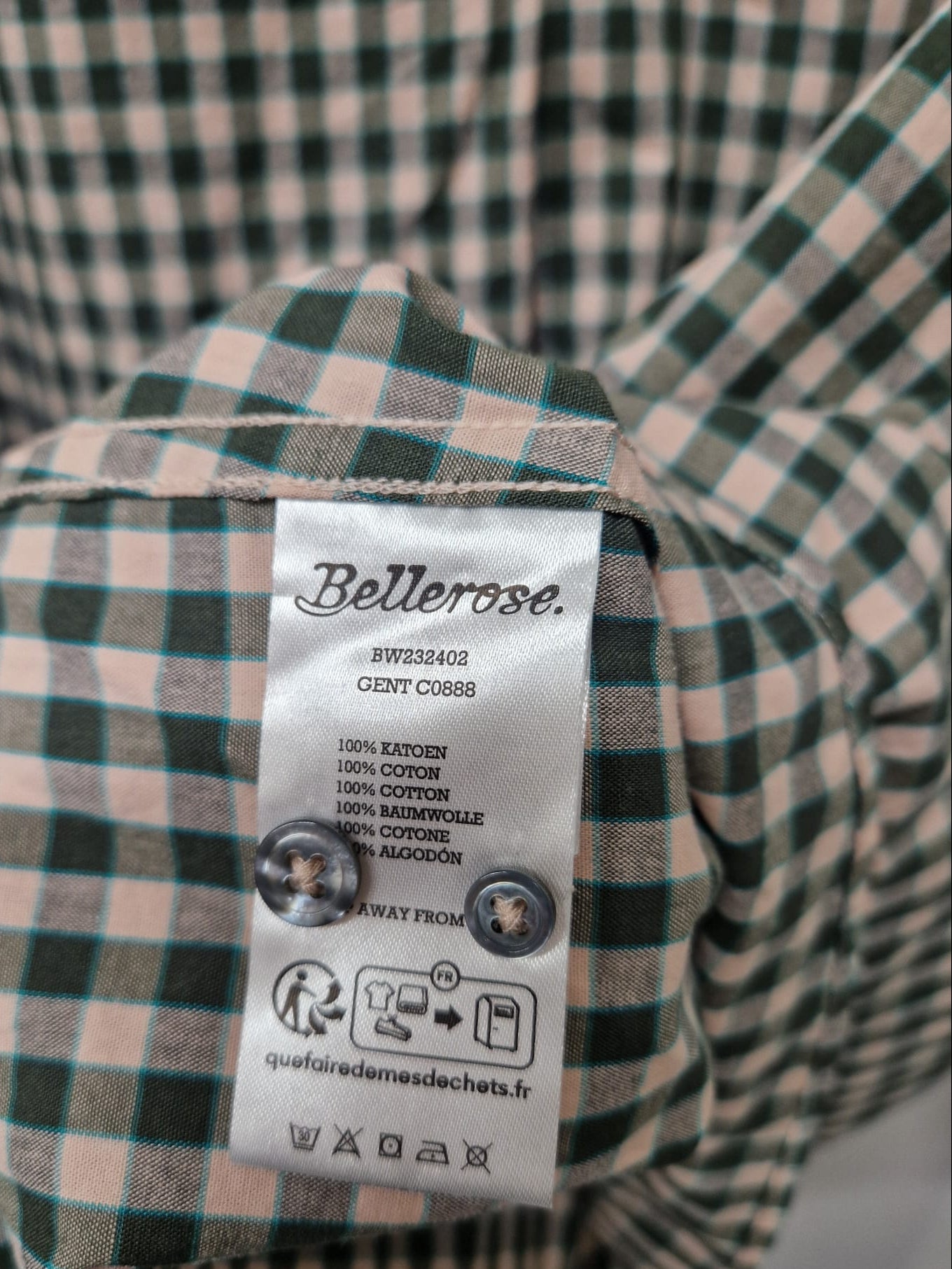 BNWT Bellerose (3) Gent Shirt - Beige / Green Check UK 12 14 Oversized - NEW
