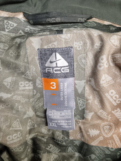 Nike ACG (3) Khaki Green Ski-Jacket Size XXL Hooded Coat - USED
