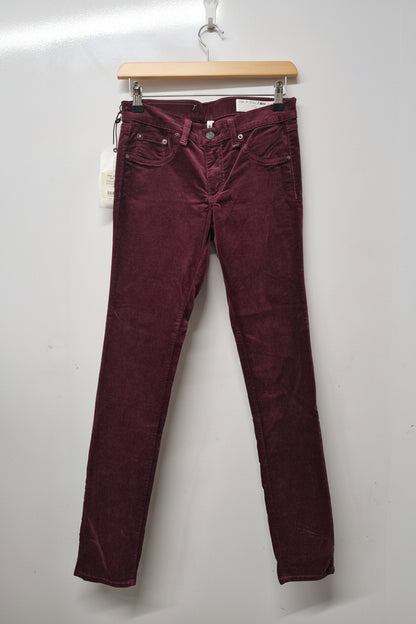 BNWT Rag & Bone (27) Burgundy Velvet Skinny-Trousers - Small - £215 - NEW