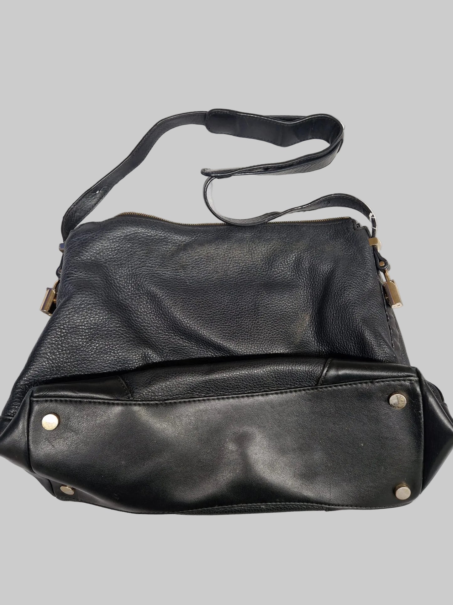 Michael Kors Black Leather Shoulder Bag Gold Hardware Handbag - USED