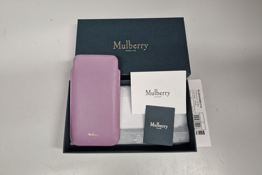 New Mulberry iPhone Cover CC Slip - Lilac Cross Grain Leather - NEW in Box