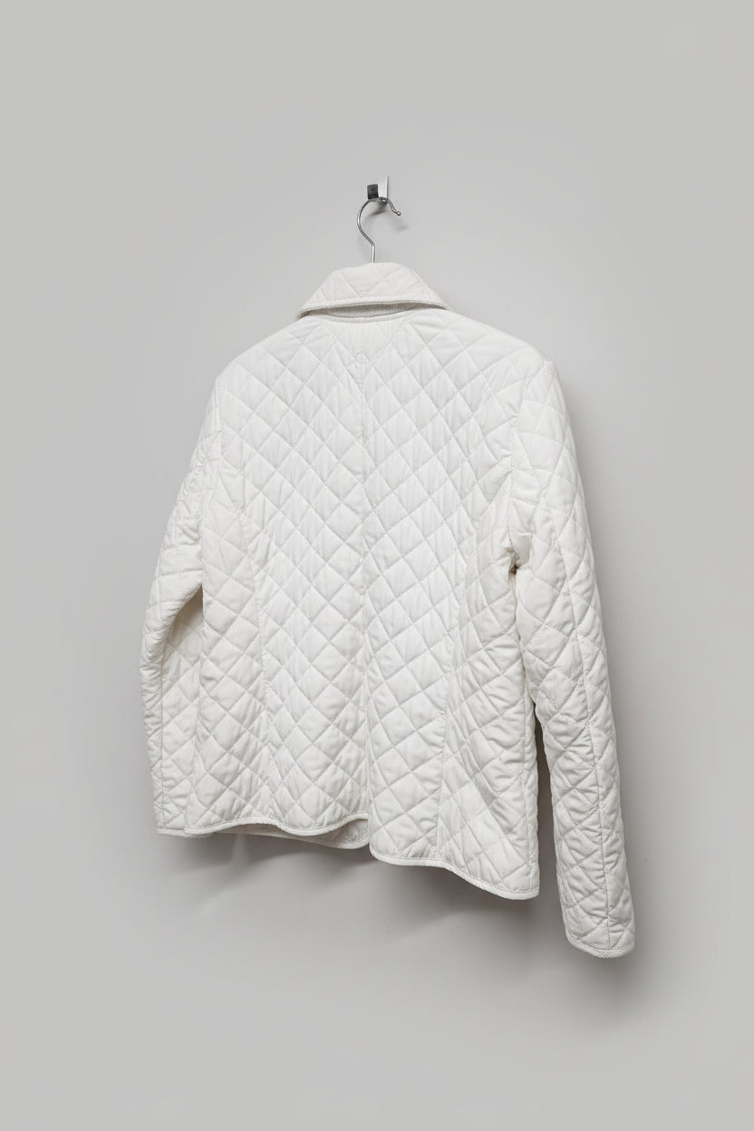 Tommy Hilfiger White Quilted Jacket (L) UK 12 EU 40 Collared Buttoned - USED