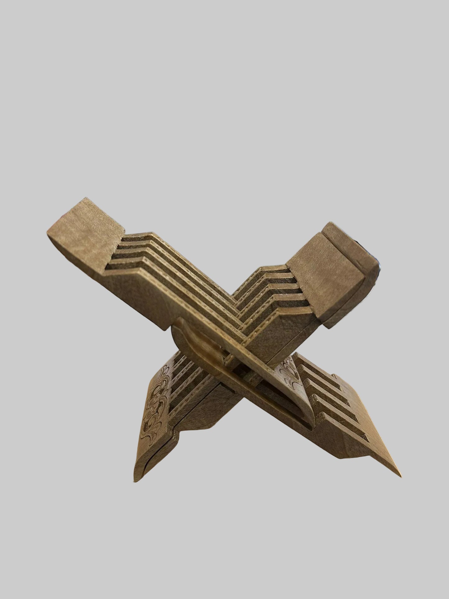 Vintage Hand Carved Wooden Puzzle Book Stand (Used)