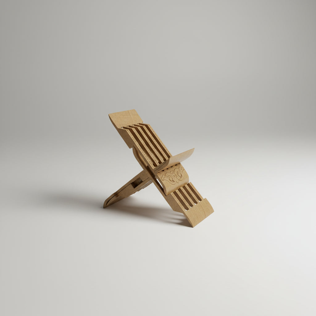 Vintage Hand Carved Wooden Puzzle Book Stand (Used)