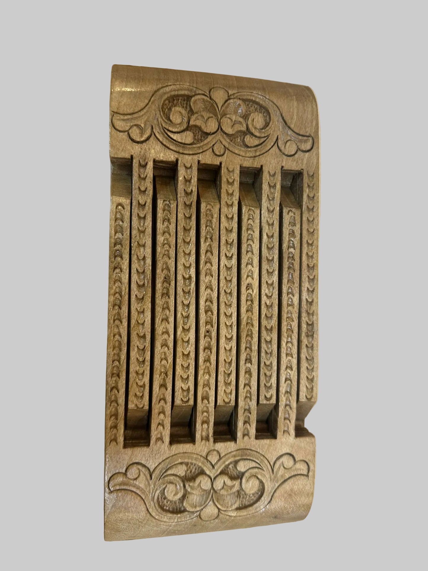 Vintage Hand Carved Wooden Puzzle Book Stand (Used)