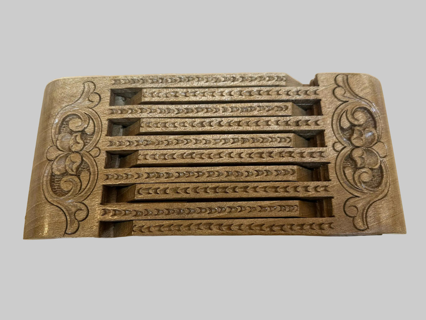 Vintage Hand Carved Wooden Puzzle Book Stand (Used)