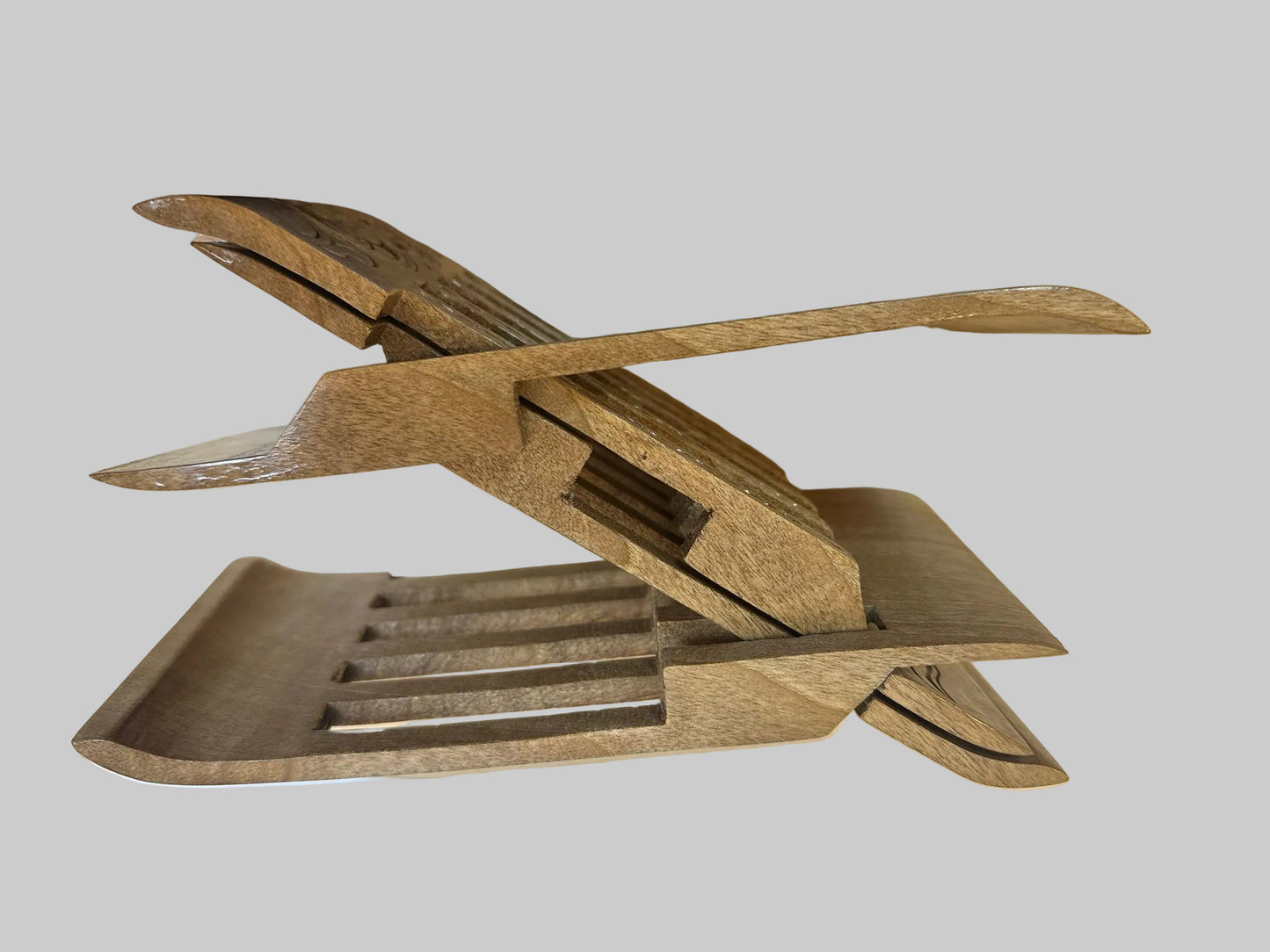 Vintage Hand Carved Wooden Puzzle Book Stand (Used)