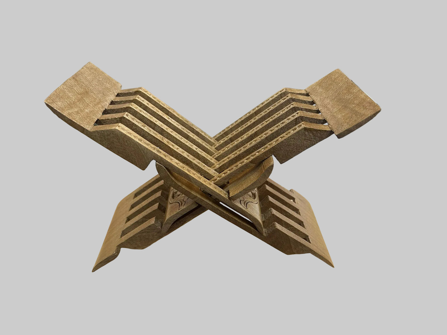 Vintage Hand Carved Wooden Puzzle Book Stand (Used)