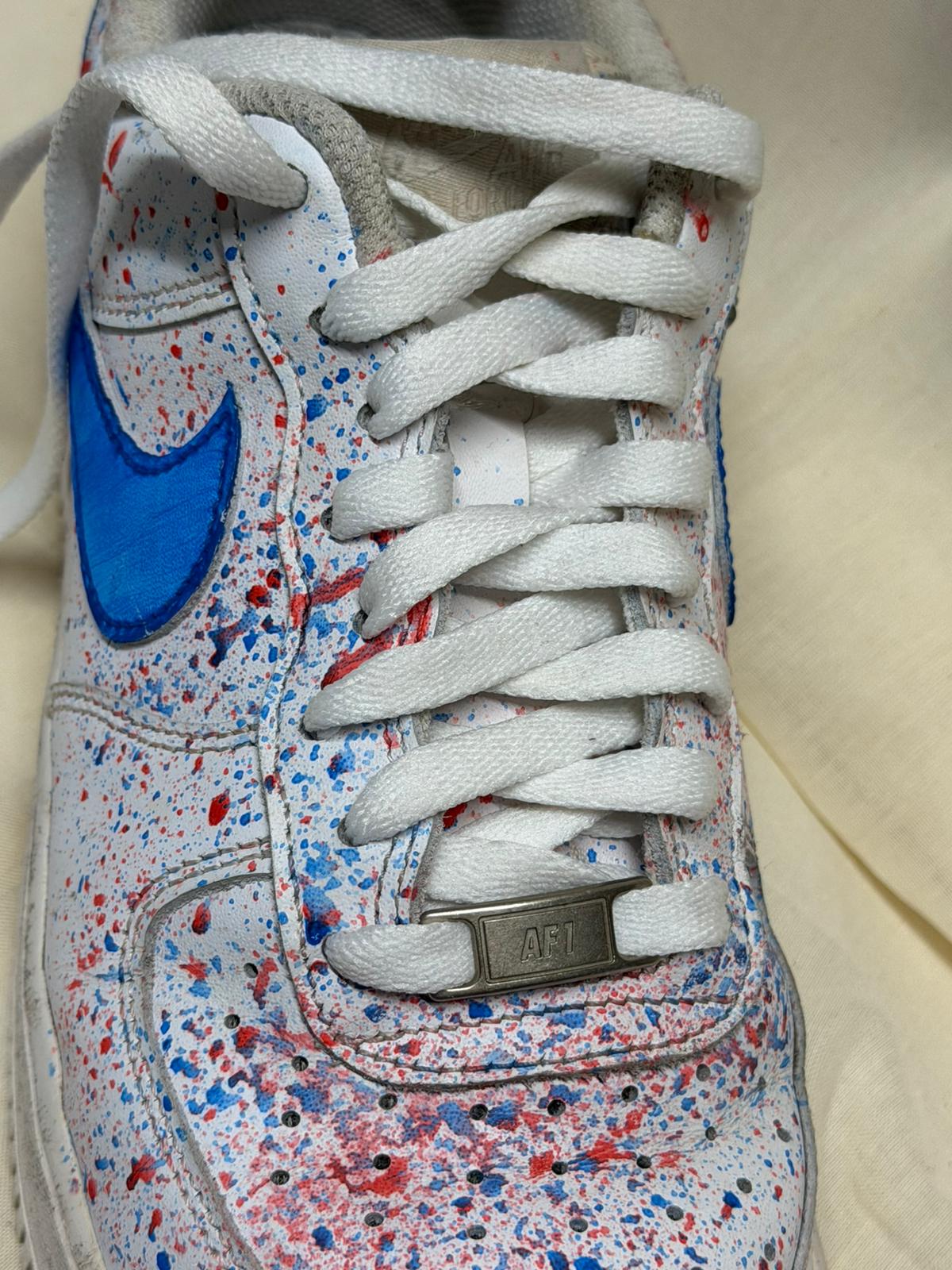 USED - Nike Air Force 1 '07 Low Paint Splatter White UK 9 - 100% charity