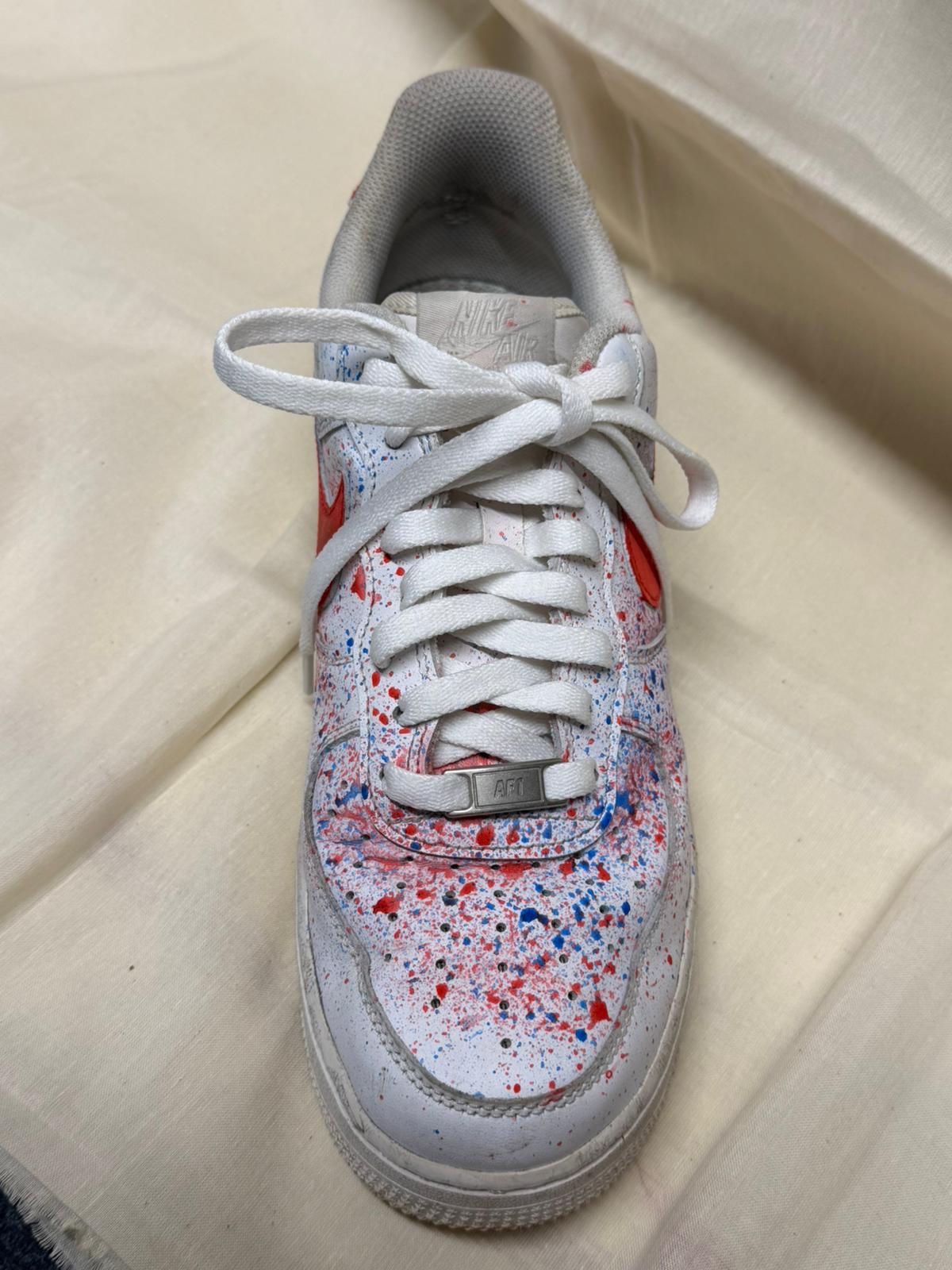 USED - Nike Air Force 1 '07 Low Paint Splatter White UK 9 - 100% charity