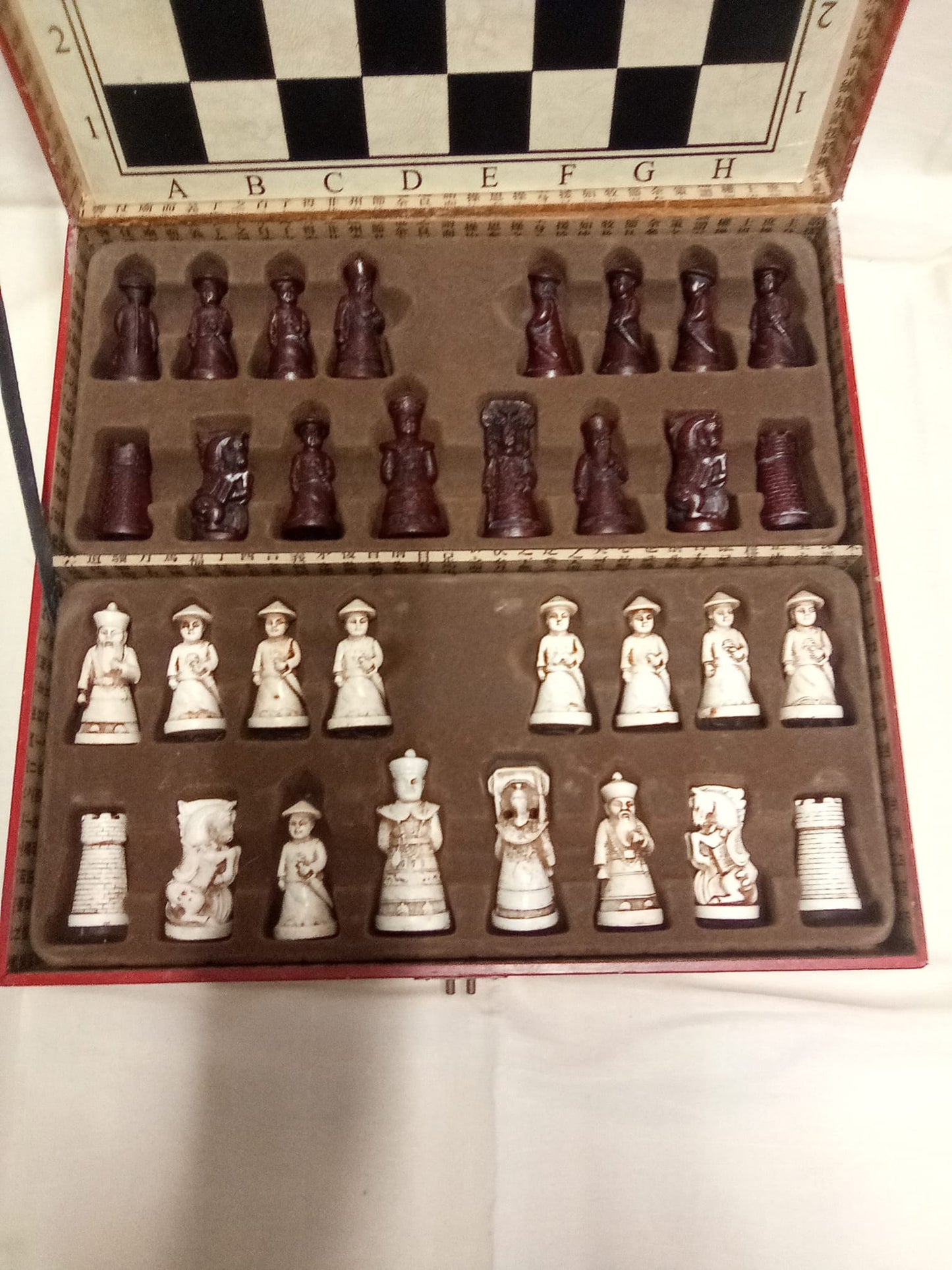 Antique Dragon Wooden Box - 32 Piece Chess Set