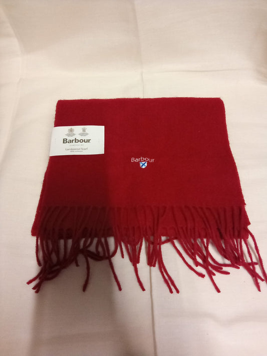 Barbour Plain Lambswool Scarf- Red- Brand new with tags