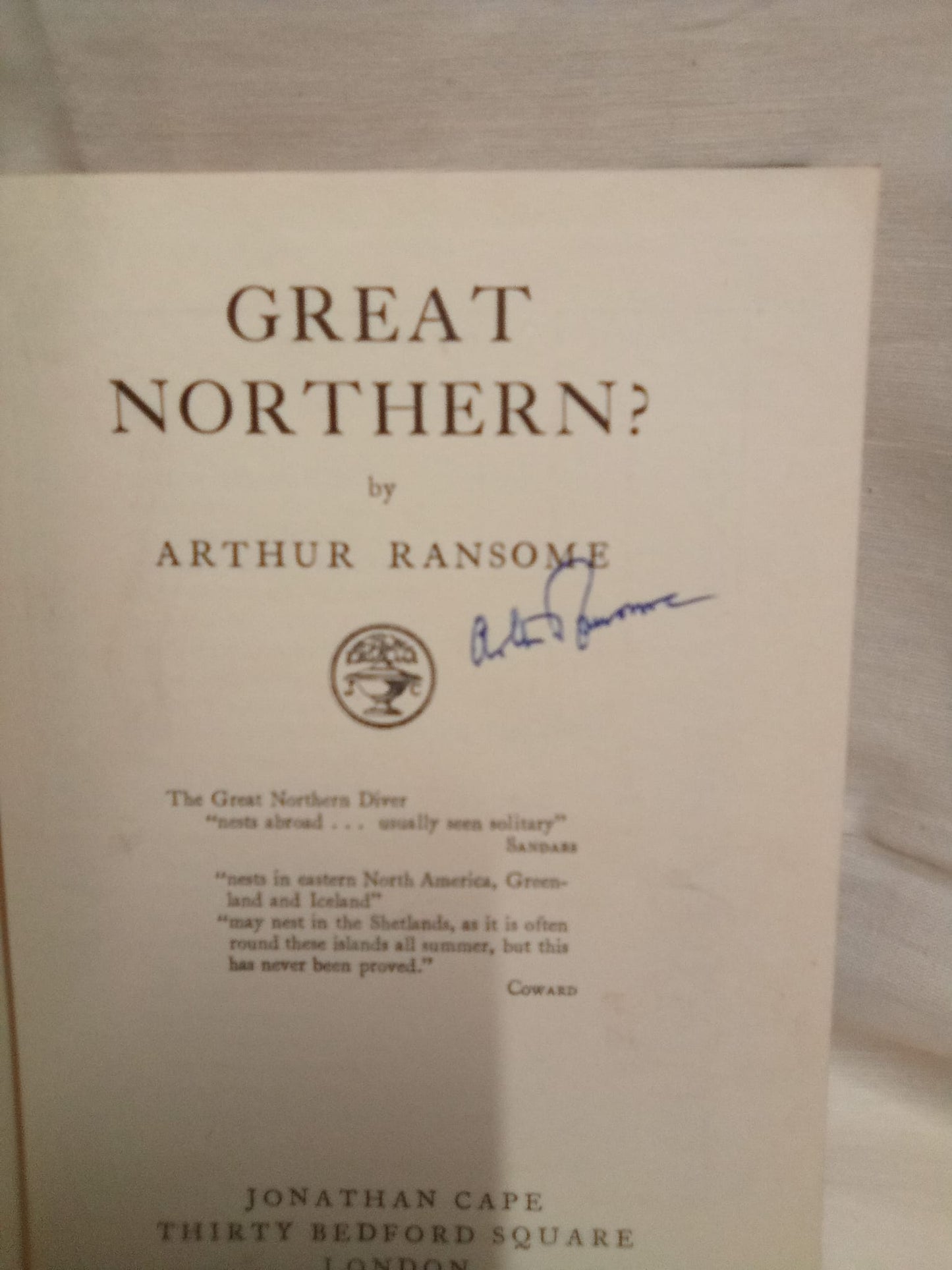 1947 First Edition copy of Great North? by Arthur Ransome- signed