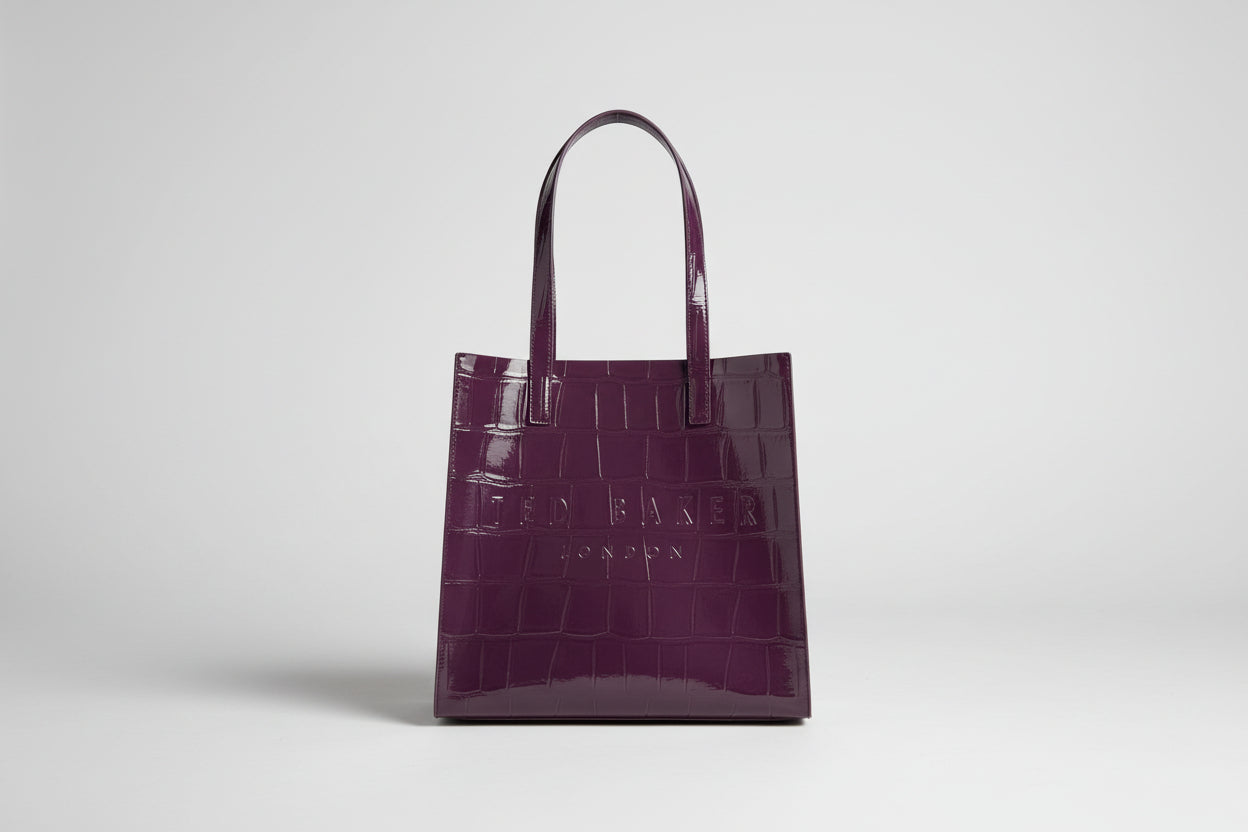 Ted Baker Glossy Croc Icon Tote Bag Work Travel Purse Large Handbag