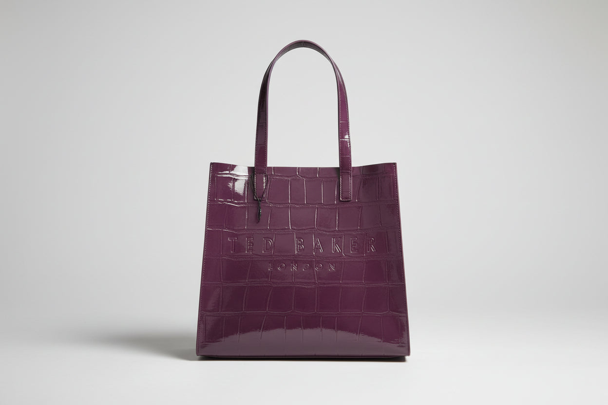 Ted Baker Glossy Croc Icon Tote Bag Work Travel Purse Large Handbag
