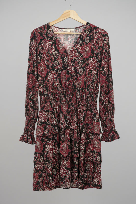 Michael Kors Tiered Printed Crepe Dress