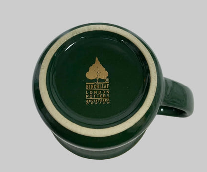 Birchleaf London Pottery Green/ivory espresso cup and saucer set of 4