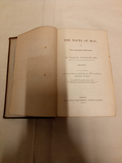 The Races of Man; and Their Biographical Distribution By Charles Pickering-1863