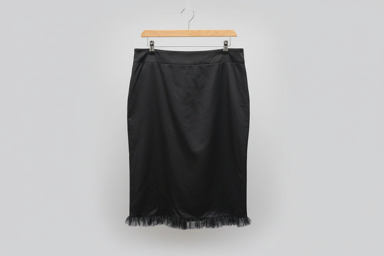 Ted Baker (3) Black Pencil Skirt UK 12 EU 40 - Lace Frill Trim Edge