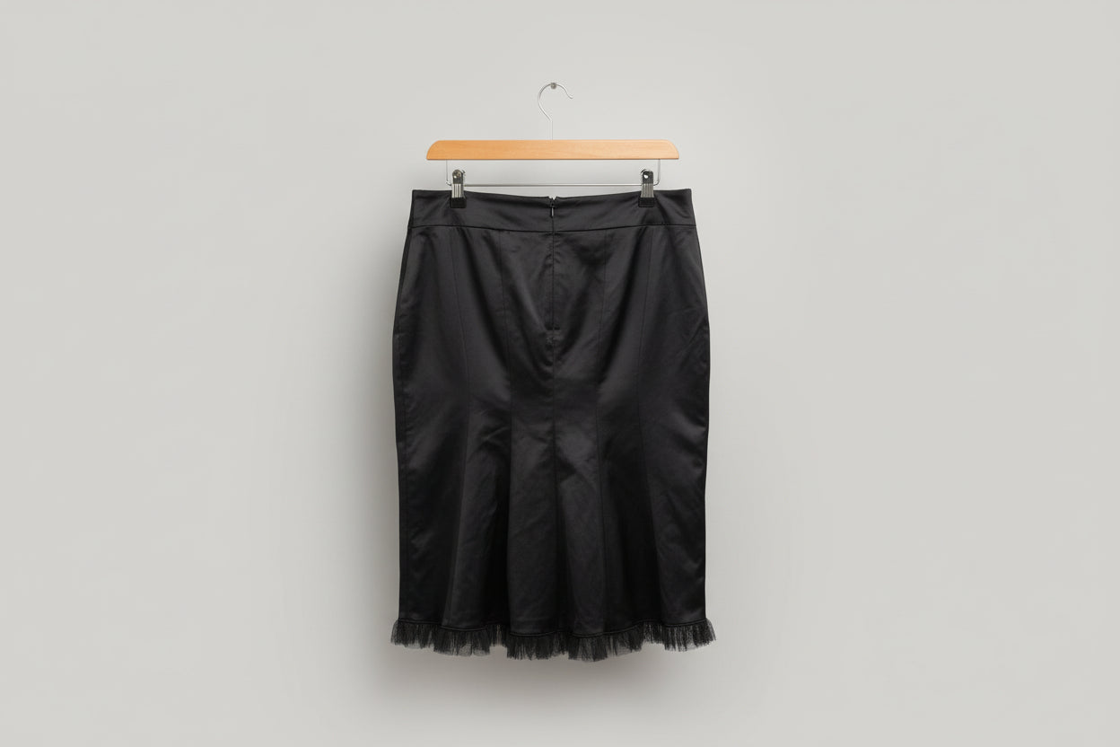 Ted Baker (3) Black Pencil Skirt UK 12 EU 40 - Lace Frill Trim Edge