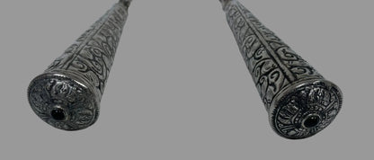 Engraved salad serving spoons with black stone