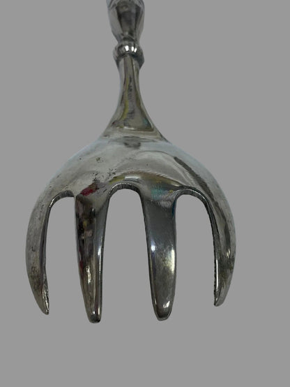 Engraved salad serving spoons with black stone