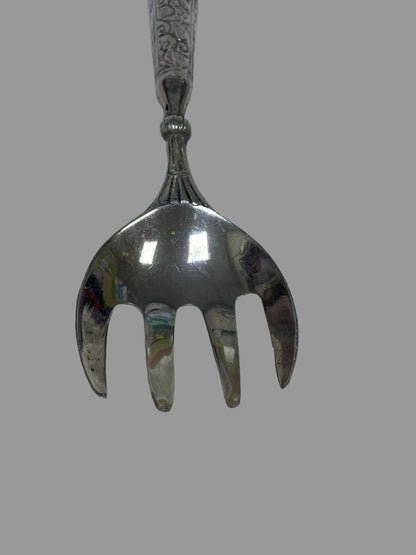 Engraved salad serving spoons with black stone