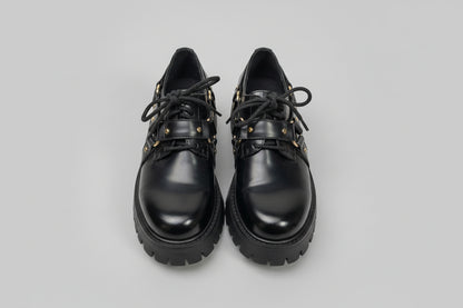 Koi Black Chunky Platform Shoes - Size UK 6 EU 39 Lace-Up Brogues
