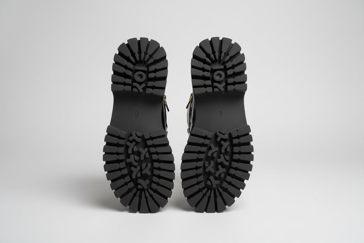 Koi Black Chunky Platform Shoes - Size UK 6 EU 39 Lace-Up Brogues