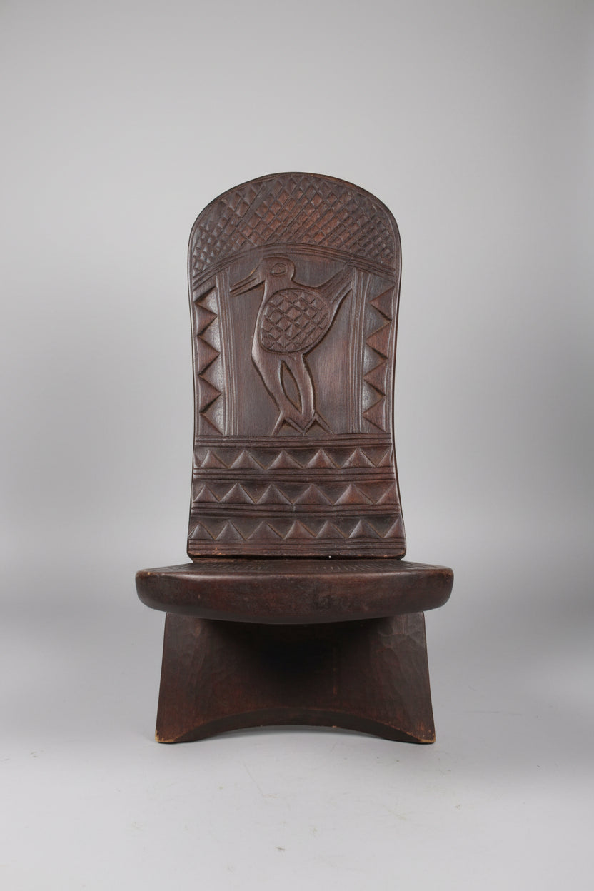 Hand-Carved African Birthing Chair Wooden - Collectible
