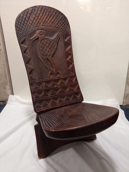 Hand-Carved African Birthing Chair Wooden - Collectible