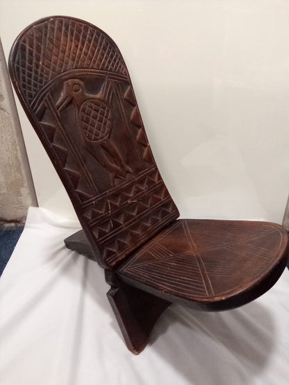 Hand-Carved African Birthing Chair Wooden - Collectible